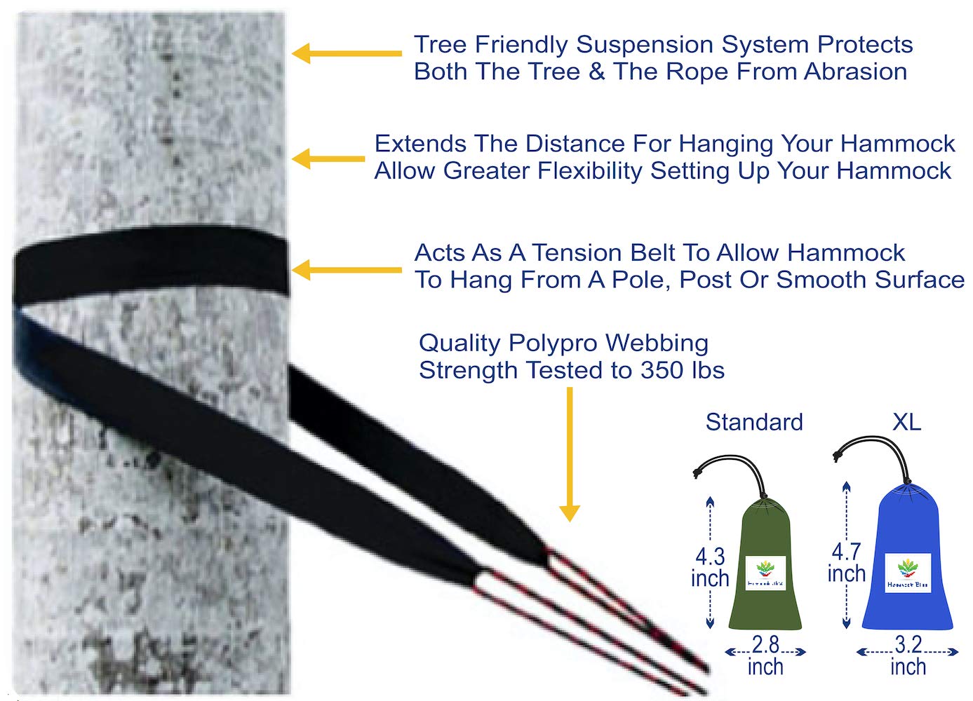 Hammock Bliss Xl Extra Long Tree Straps - Hang Any Hammock With Ease - Super Strong & Durable - Quality You Can Trust - Only 5 O