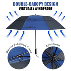 G4Free 62Inch Portable Golf Umbrella Automatic Open Large Oversize Vented Double Canopy Windproof Waterproof Sport Umbrellas(Blu