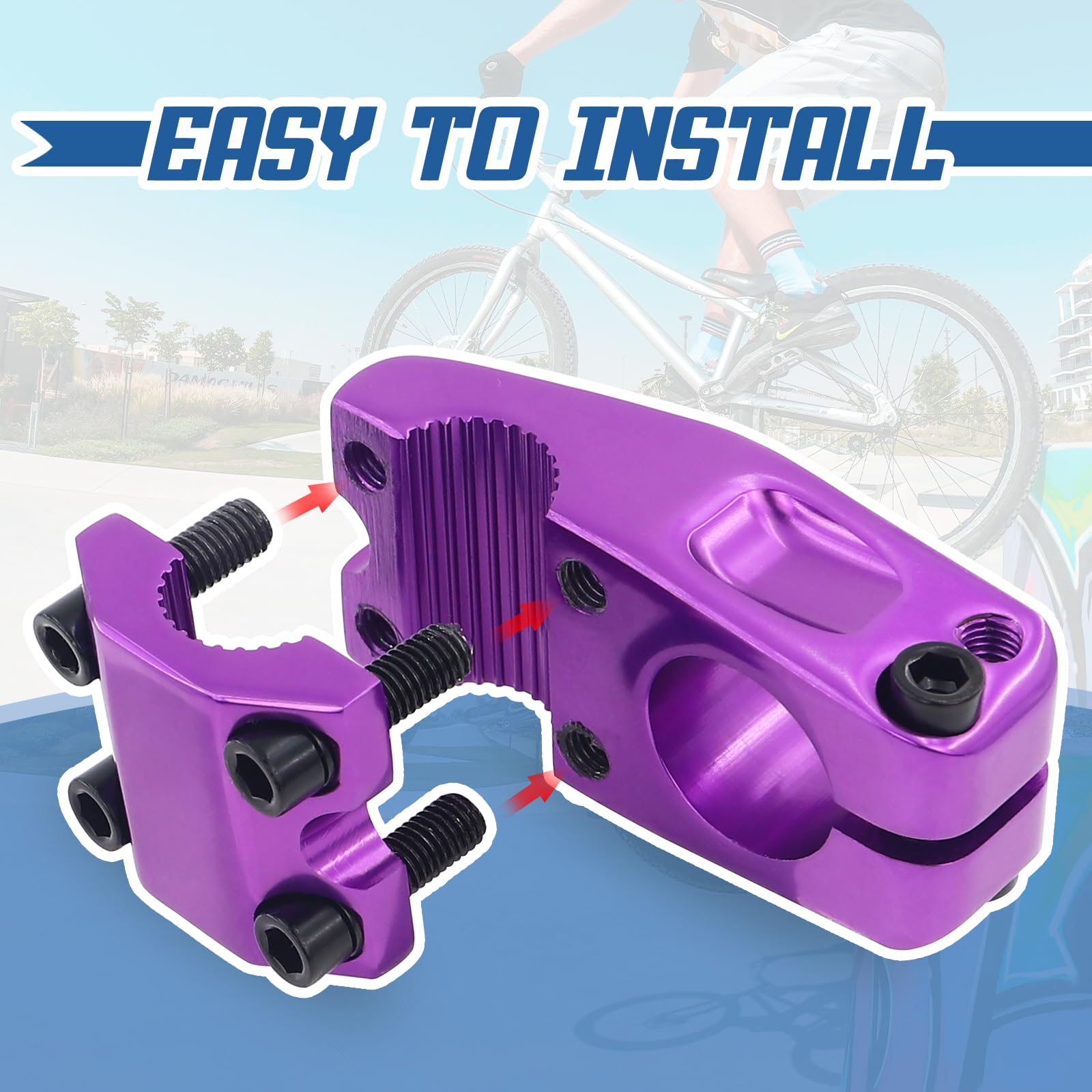 Makelen Bike Stem For Bmx Bike Aluminum Alloy Fixed Gear Bicycle Stem Bright Purple