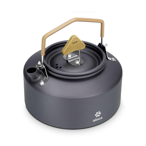 Alocs Camping Kettle - 1L Mini Camp Kettle - Portable Camping Tea Kettle - Lightweight Aluminum Camping Coffee Pot With Carry Ba