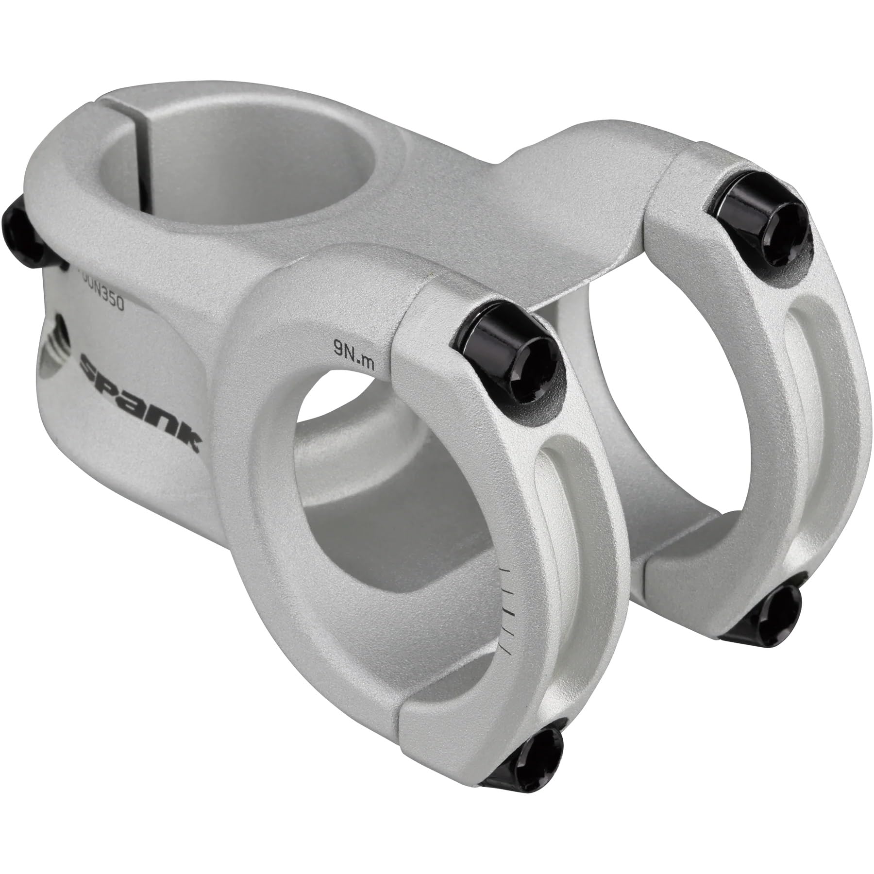 Spank Spoon 350 Stem,Raw Silver,45Mm Chamfered Bar Clamp, Ultra-Short Stack Height, Bicycle Stem, Ideal For Astm 5, All Mountain