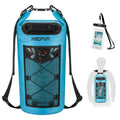 Piscifun Dry Bag, Waterproof Floating Backpack 30L with Waterproof Phone Case for Boating, Kayaking, Fishing, Light Blue 30L