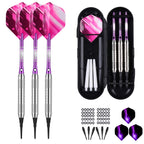 Sanfeng Soft Tip Darts Set For Electronic Dart Board - 16G Darts Barrel Plastic Tip With 50 Rubber O-Rings + 6 Shafts + Extra 50