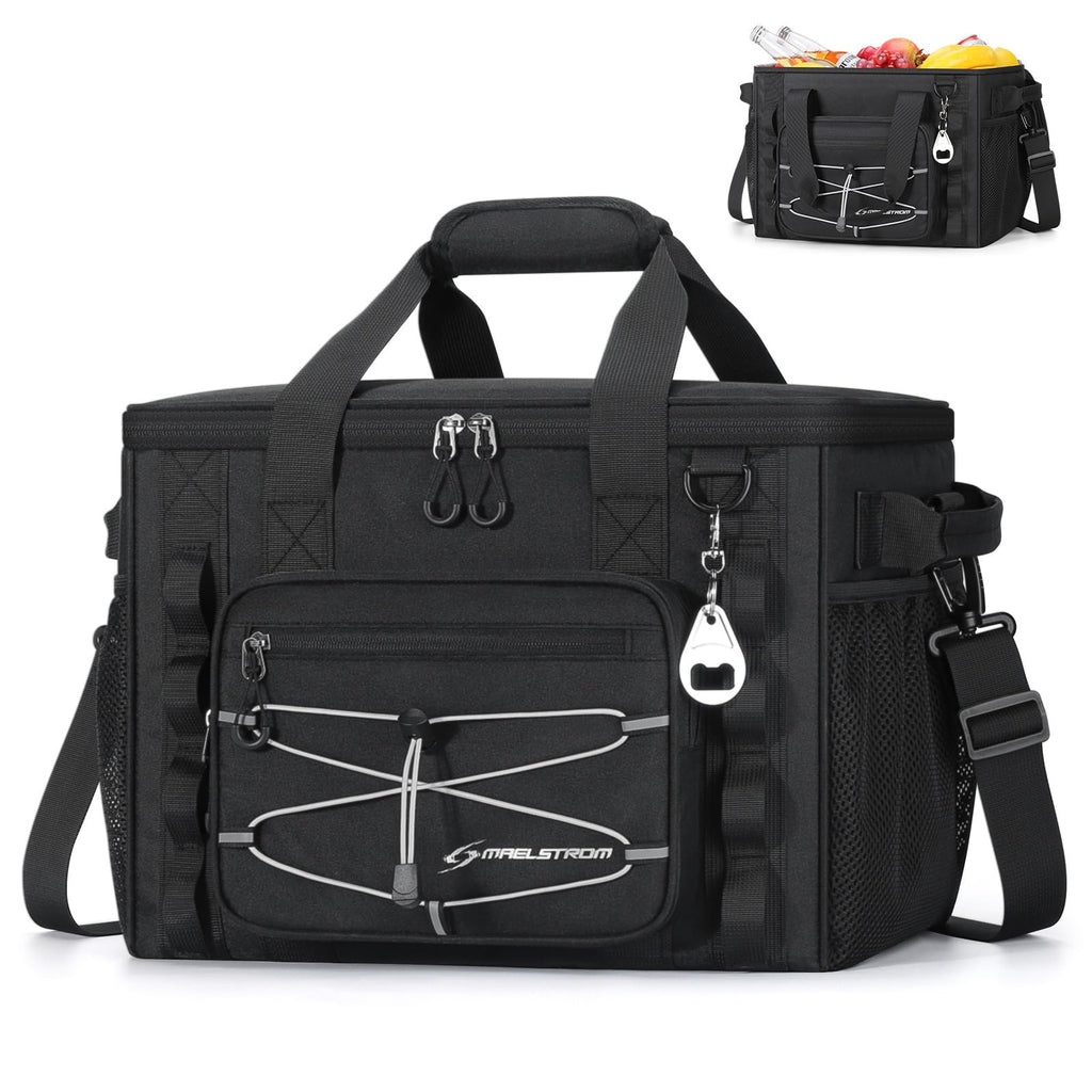 Maelstrom Soft Cooler Bag - 30 Can Collapsible, Insulated Ice Chest For Camping, Kayaking, Beach - Black