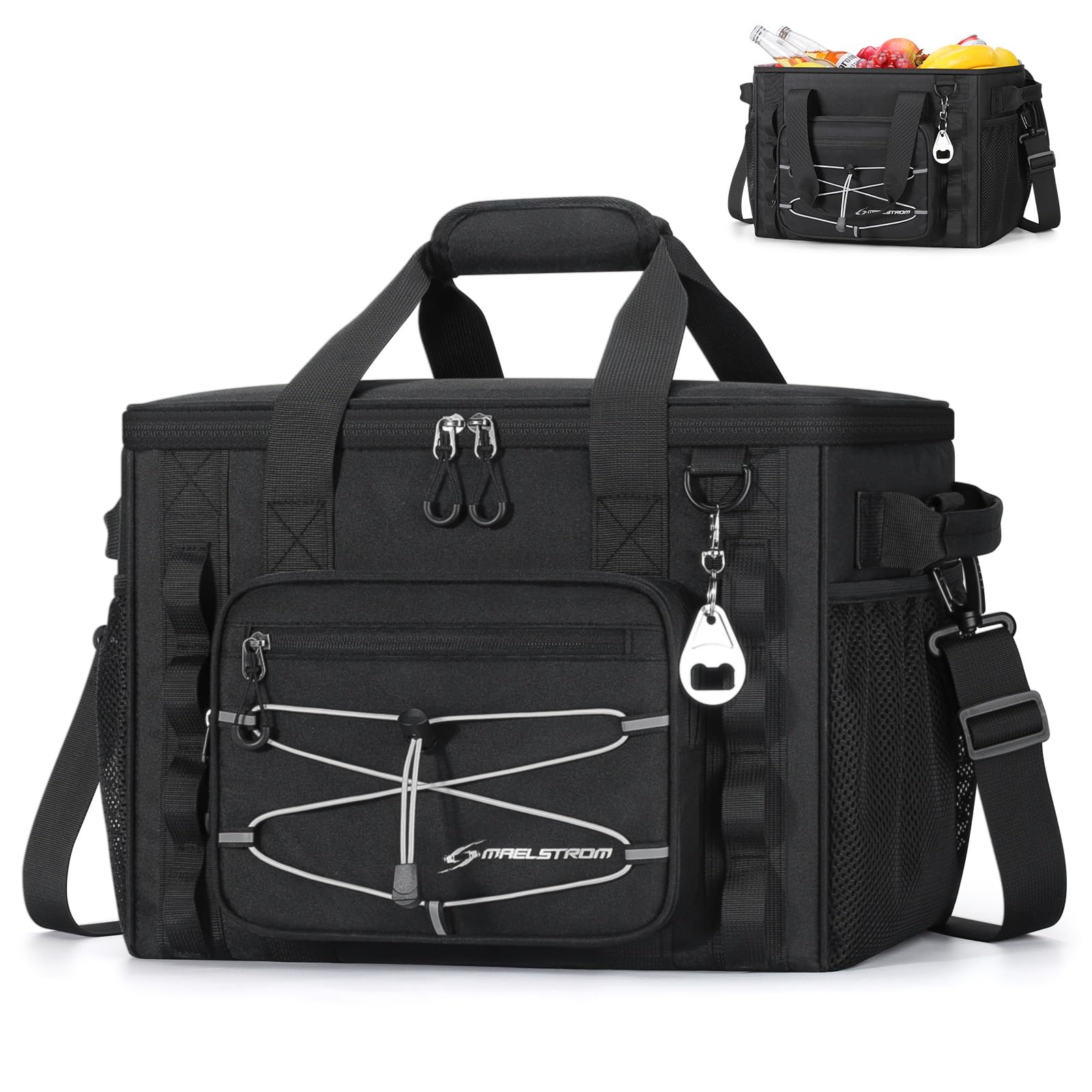 Maelstrom Soft Cooler Bag - 30 Can Collapsible, Insulated Ice Chest For Camping, Kayaking, Beach - Black