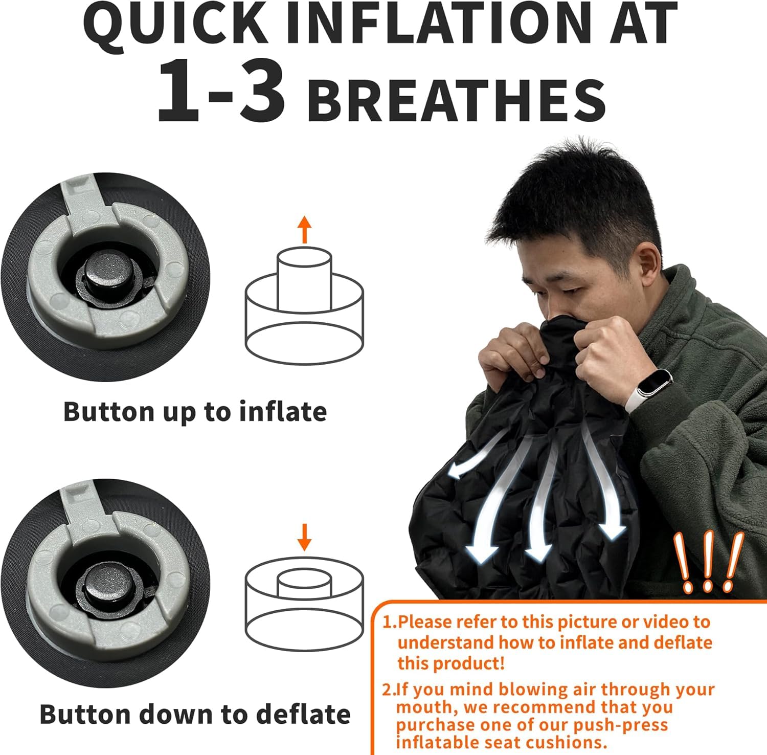 Eulant 2 Pack Inflatable Seat Cushion Lightweight Waterproof Air Cushions,Portable Travel Cushion Suitable For Camping Hiking Cl