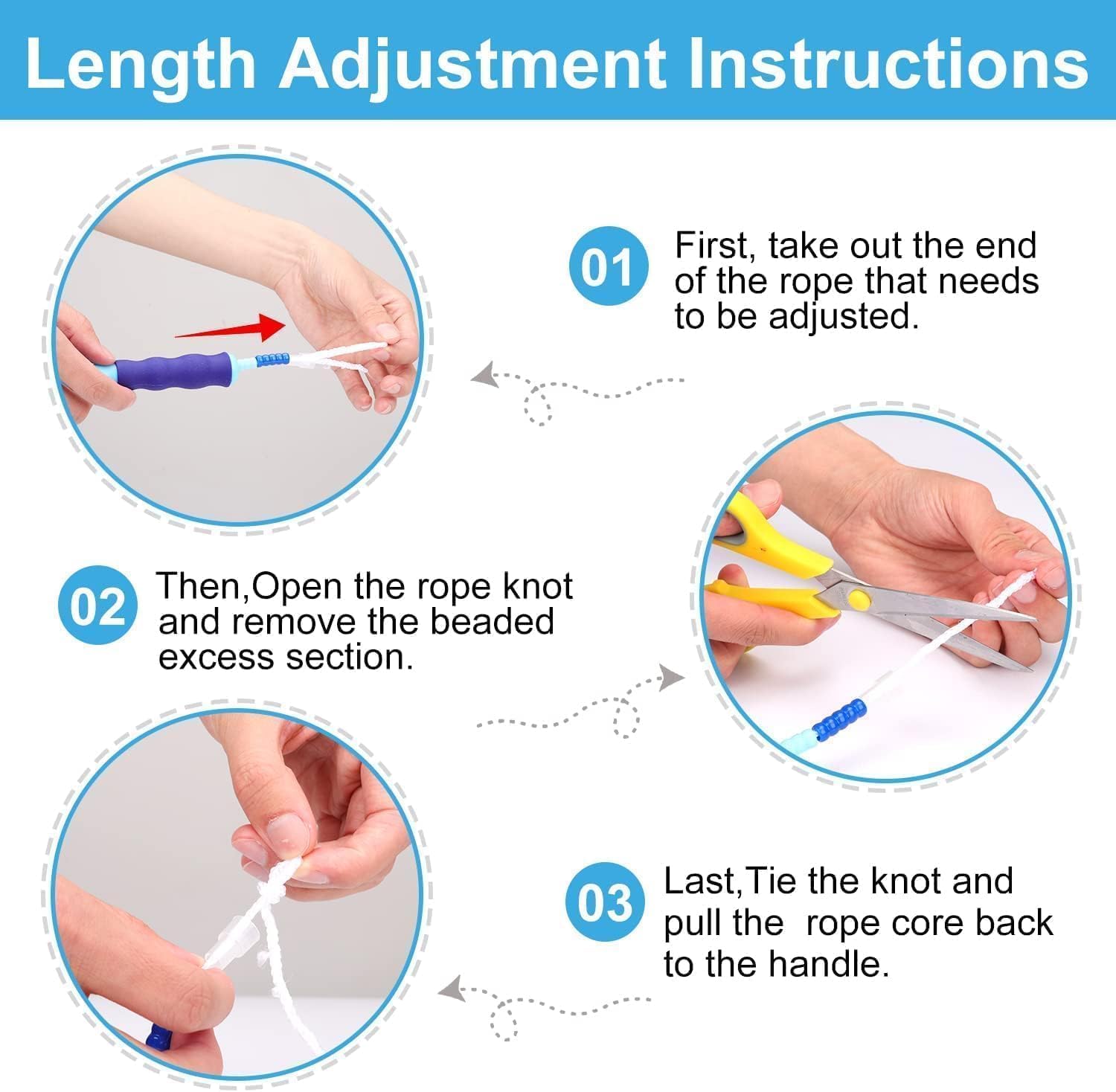 Grawun Jump Rope For Kids,6 Pack Jump Rope,Adjustable Soft Beaded Kids Jump Rope,Tangle-Free Segmented Soft Beaded Skipping Rope