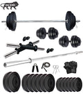 Beacon International 14 Kg Pvc Home Gym Set With 5 Feet Straight Rod With Locks, Dumbbell Rods, Gym Gloves, Hand Gripper And Ski