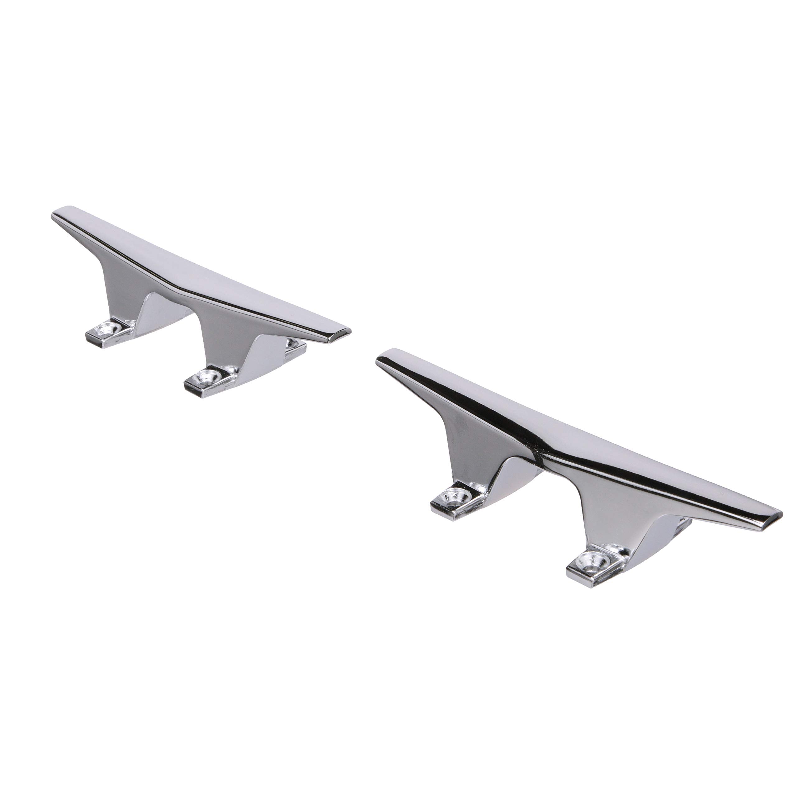 Attwood 6245-6 Chrome-Plated Zinc Cleats, 6 Inches Long, 2 3/32 Inches Wide, Install With 4 Included #10 Fasteners