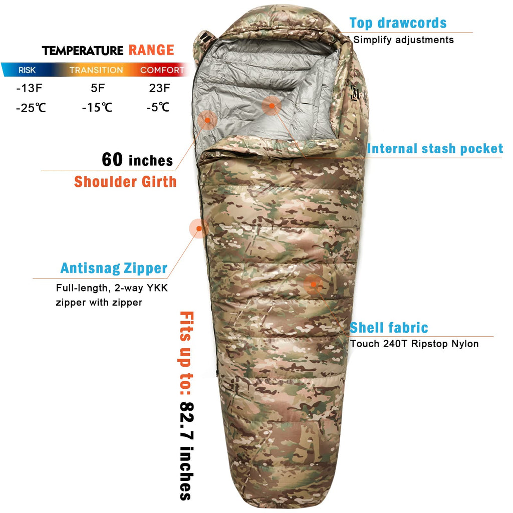 Akmax.Cn Military Down Mummy Sleeping Bag For Cold Weather