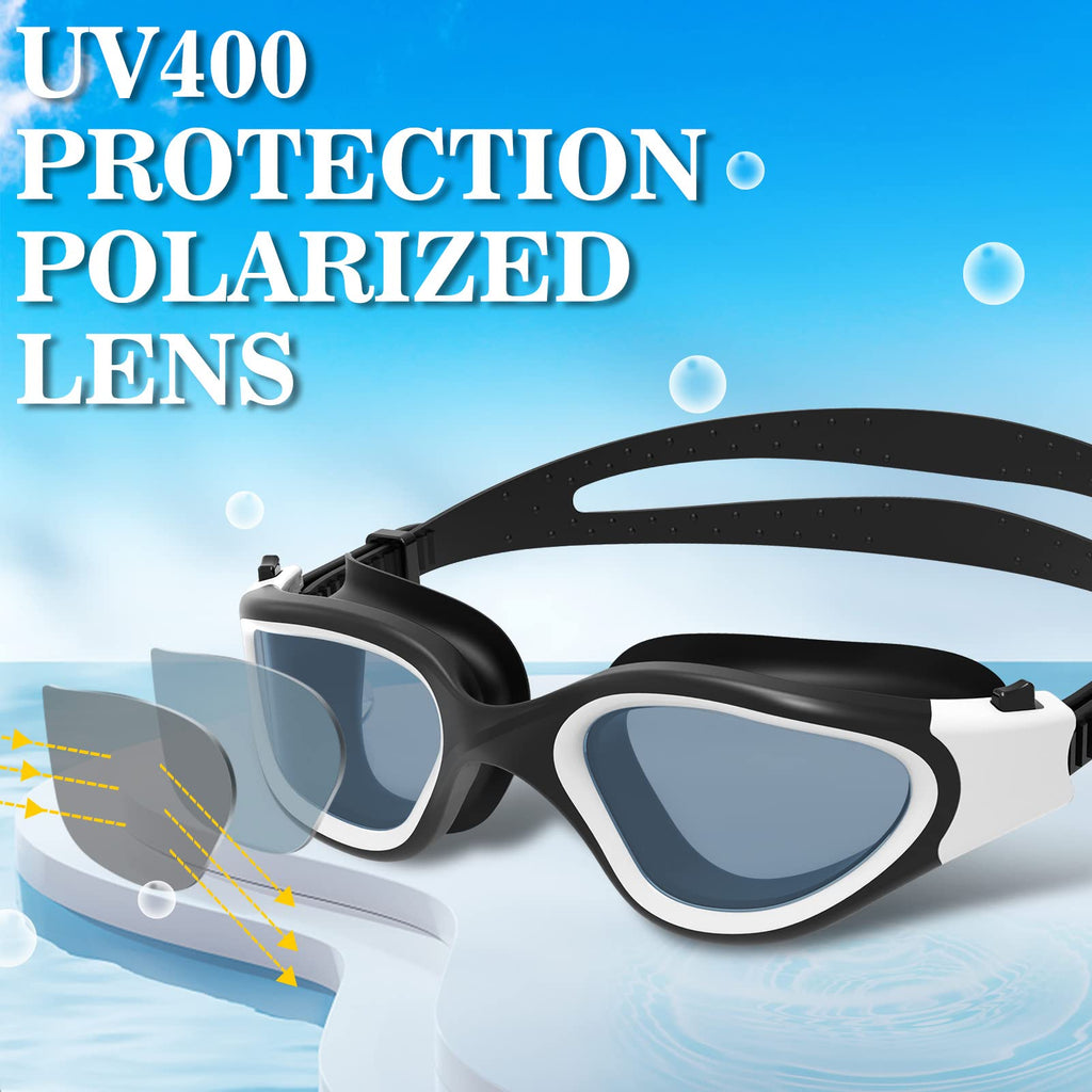 Win.Max Polarized Swimming Goggles Swim Goggles Anti Fog Anti Uv No Leakage Clear Vision For Men Women Adults Teenagers (Black&W