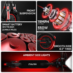 Electric Scooter Adults, Up to 23 Miles & 19 MPH, Front Suspension, Folding E-Scooter Built-in Side Lights, 550W Motor, 36V 10.5
