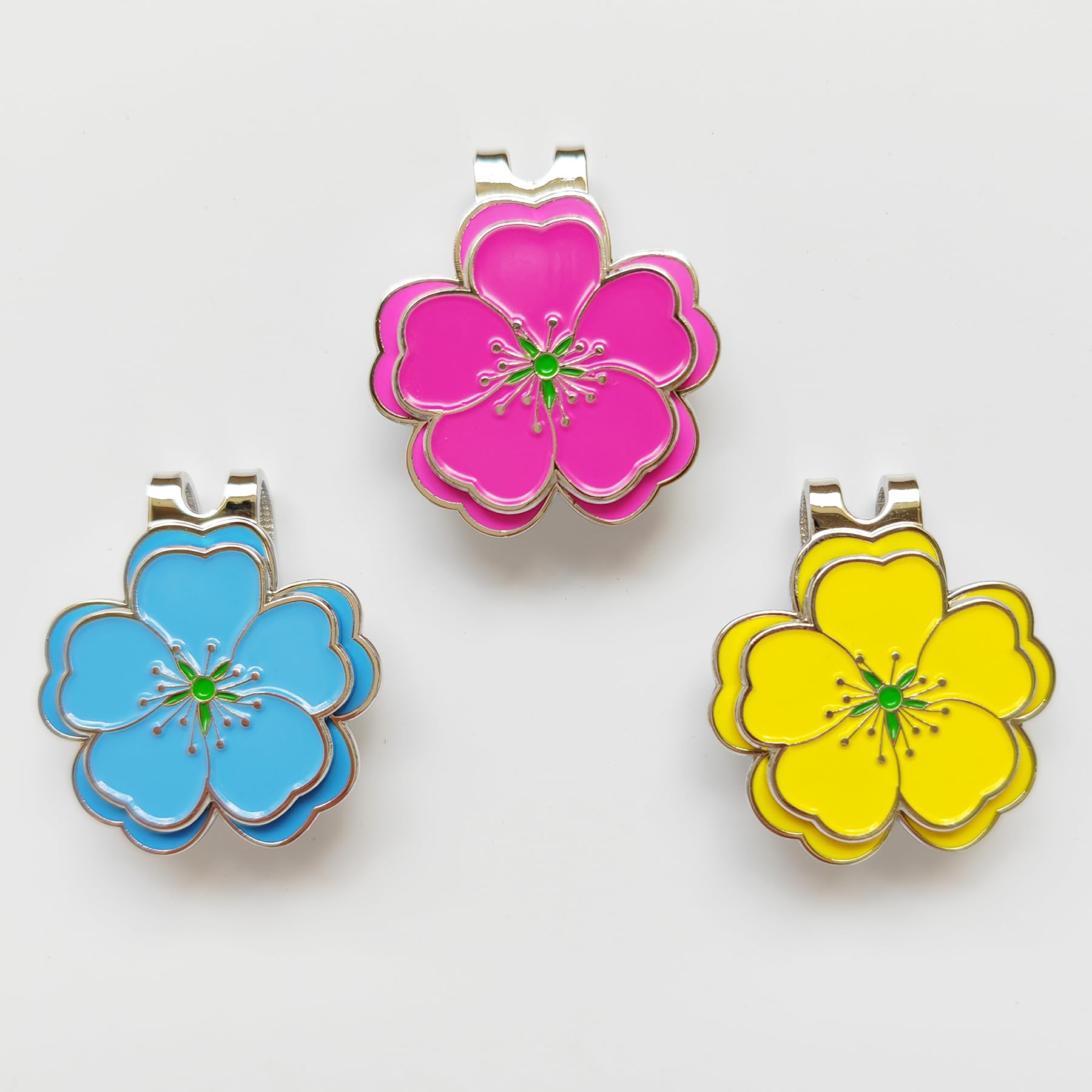 Eshan Golf Ball Marker And Magnetic Golf Hat Clip Set Flower Clover Shape Clips Markers Golf Bag Accessories Court Gift For Men