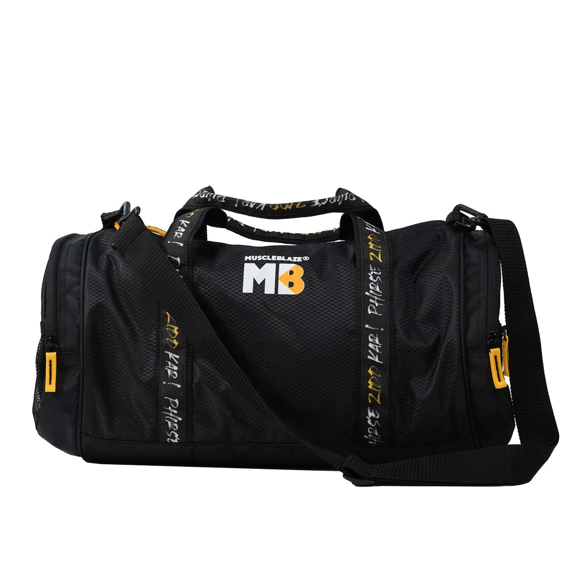Muscleblaze Gym Bag (Phirse Zidd Kar) Duffle Bag (Black, 30L) | For Men And Women | Sports Bag