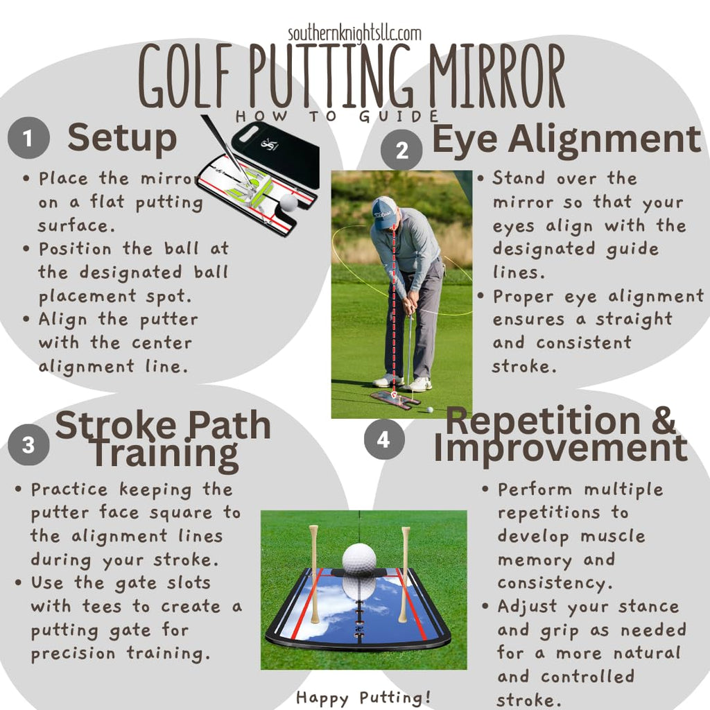 Golf Putting Mirror W/Upgraded Carry Bag  Golf Swing Trainer For Enhanced Putting Practice  Golf Trainer Putting Aid To Use W/Go