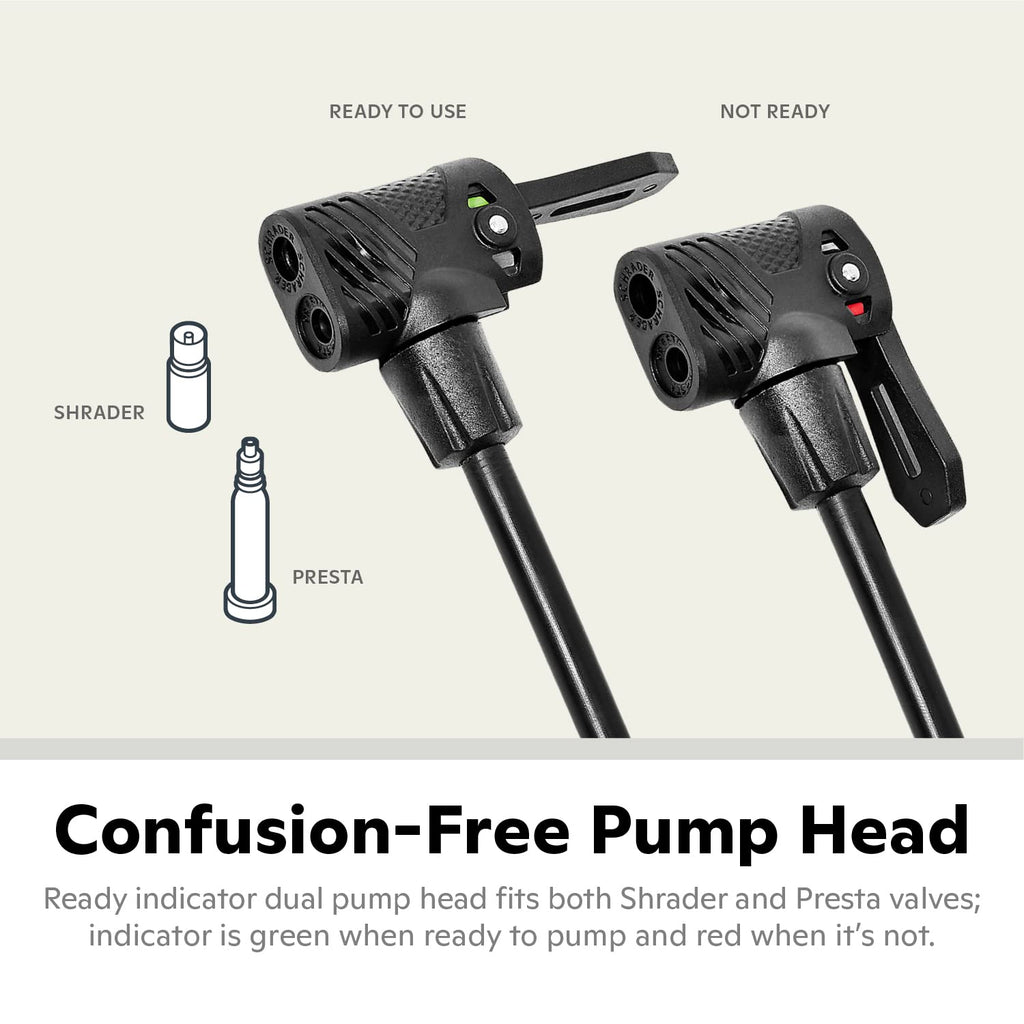 Schwinn Air Center Floor Bike Pump - 120 PSI Max, Dual Head for Schrader & Presta Valves