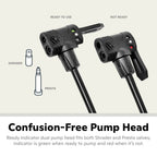 Schwinn Air Center Floor Bike Pump - 120 PSI Max, Dual Head for Schrader & Presta Valves