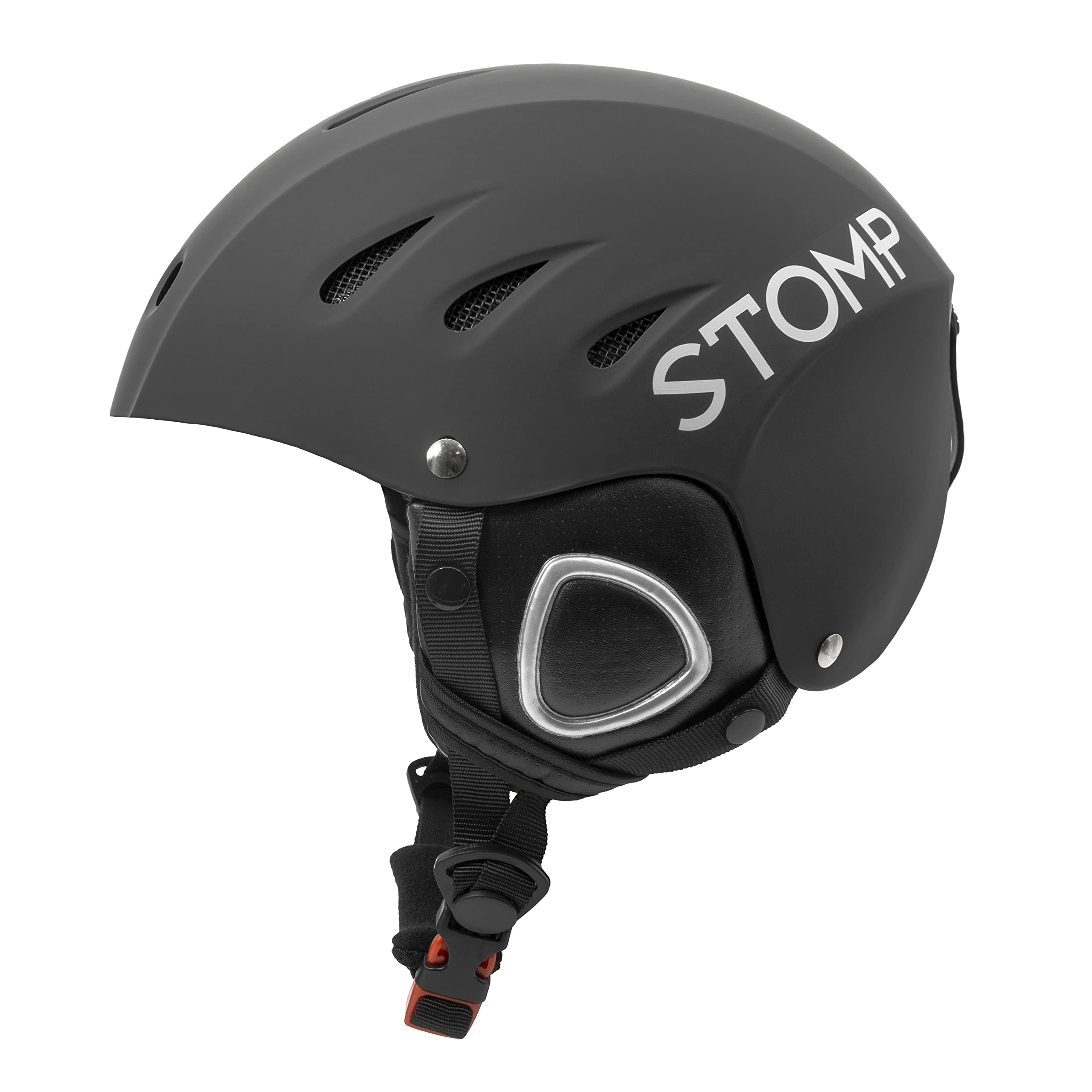 STOMP Ski & Snowboarding Snow Sports Helmet with Build-in Pocket in Ear Pads for Wireless Drop-in Headphone (Matte Black, Small)