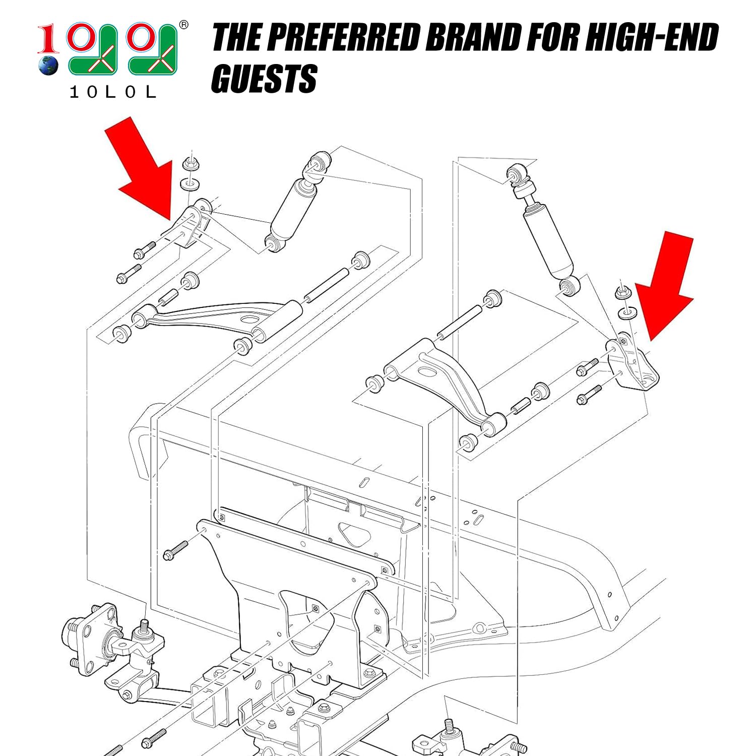 10L0L Golf Cart Upper Clevis Assembly For Golf Cart Club Car Precedent Since 2004 & Tempo Since 2018 Passenger Side & Driver Sid