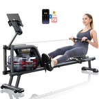 Yosuda Water Rowing Machines With Bluetooth-Water Rowers 350Lbs Weight Capacity For Home Use With Smooth Aluminum Dual Slide Rai
