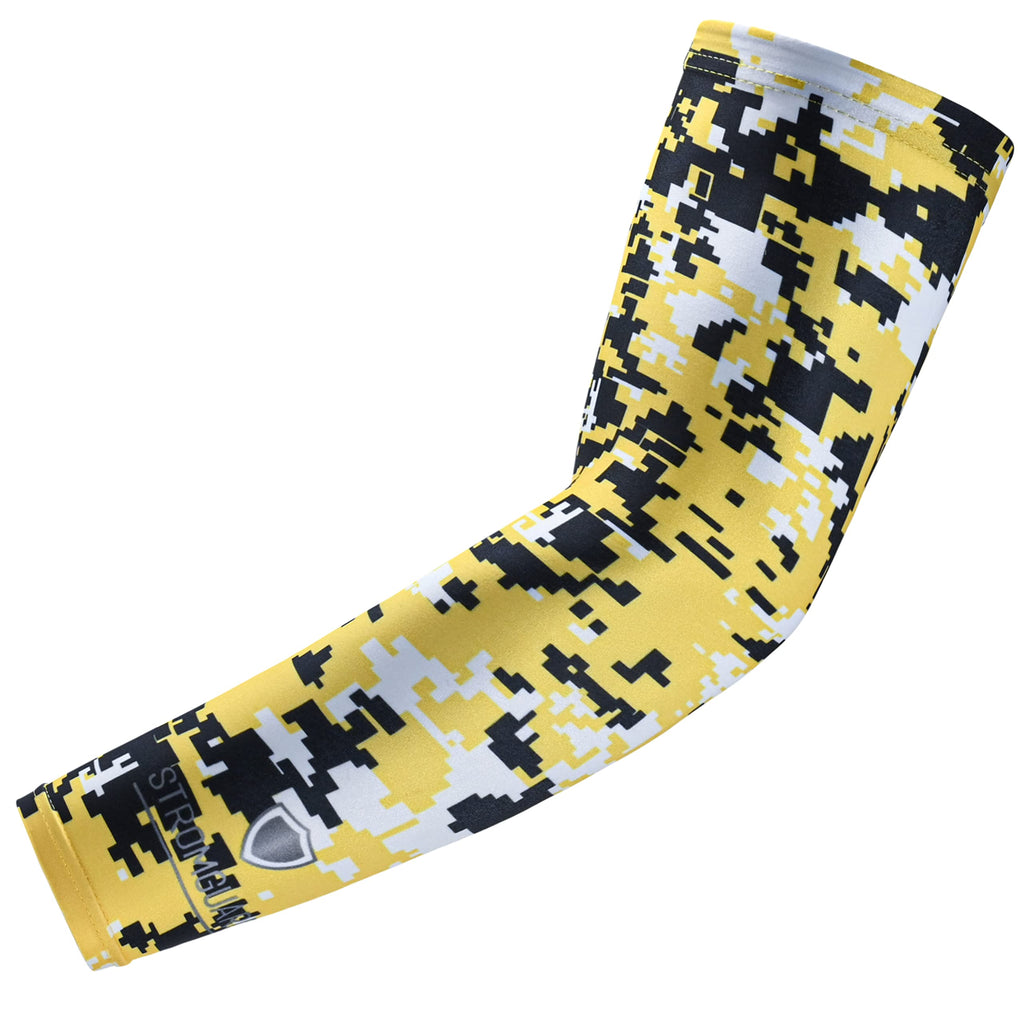 Stromguard Compression Sports Arm Sleeve Digital Camo Baseball Football Basketball - (One Arm Sleeve) (Youth Large, #9 - Yellow-