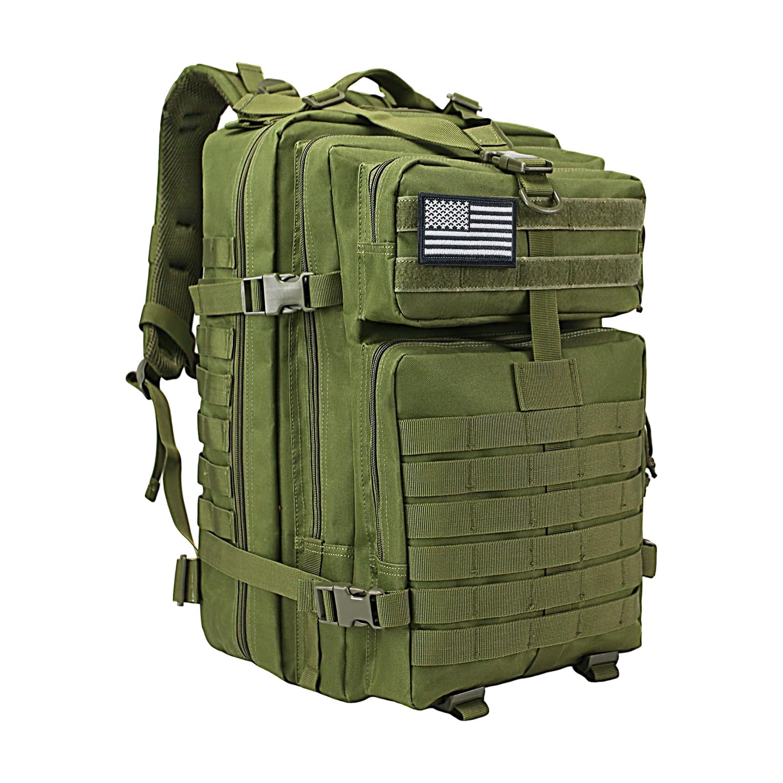WOLT Military Tactical Backpack for Men 45L Molle Backpack 3 Day Assault Pack Bug Out Bag, Heavy Duty Rucksack for Hiking Gym(Ar