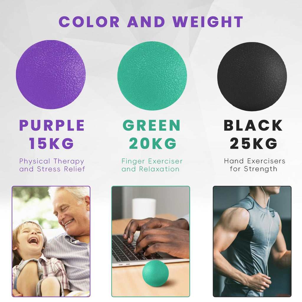 Ortarco 3 Pack Stress Balls for Adults, Hand Strengthening Devices Exercise Balls Physical Therapy Ball, Squeeze Balls for Hand