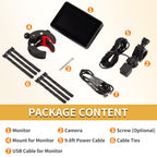 Bike Camera Rechargeable Battery 360 Rotation - 3 Mins Easy Install Handlebar Bicycle Camera With Rear View Monitor Color Night