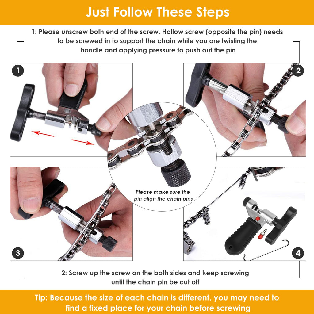 Wotow Bike Chain Repair Tool Kit Set, Cycling Bicycle Chain Breaker Splitter Cutter & Wear Indicator Checker & Master Link Plier