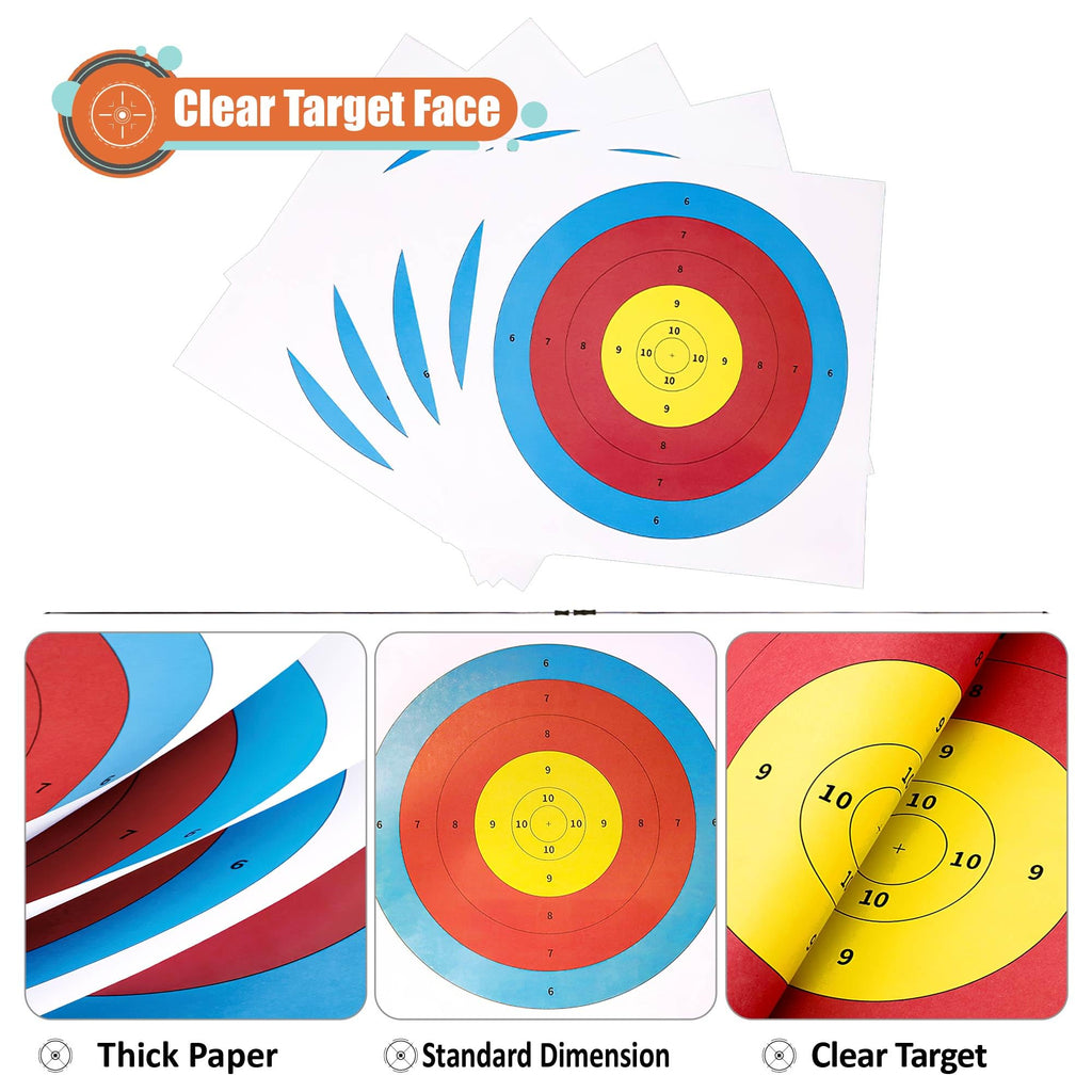 Molfuj Archery Targets Paper, 50Pcs Bow And Arrow Targets For Hunting Backyard, Archery Target Practice Accessories(5 Rings,15.7