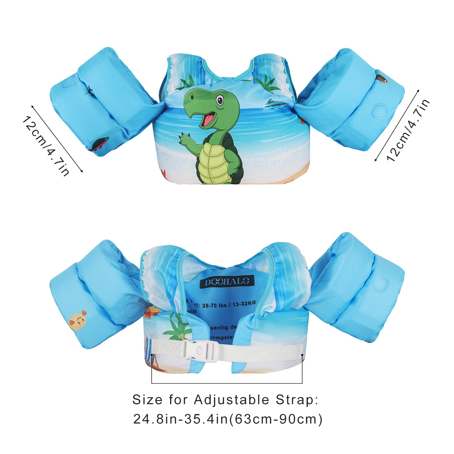 Doohalo Kids Swim Floats For 28-70 Pounds Kid Arm Shoulder Float Vest Fit For 2-8 Years Older Boys Girls Toddler Baby Children