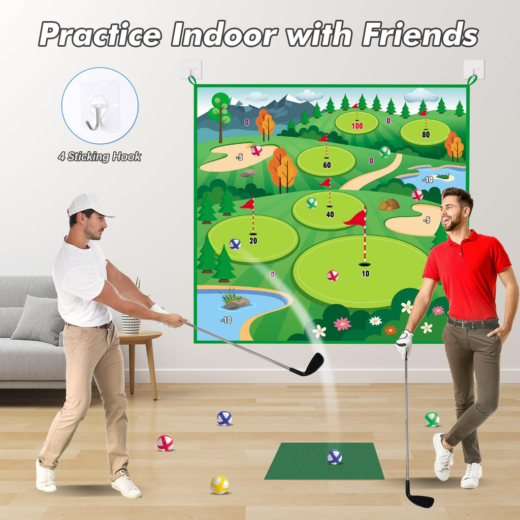 Vatos Golf Chipping Game Mat With Club, Golf Practice Mats Golf Training Mat Indoor Outdoor For Kids Adults Family, Golf Hitting