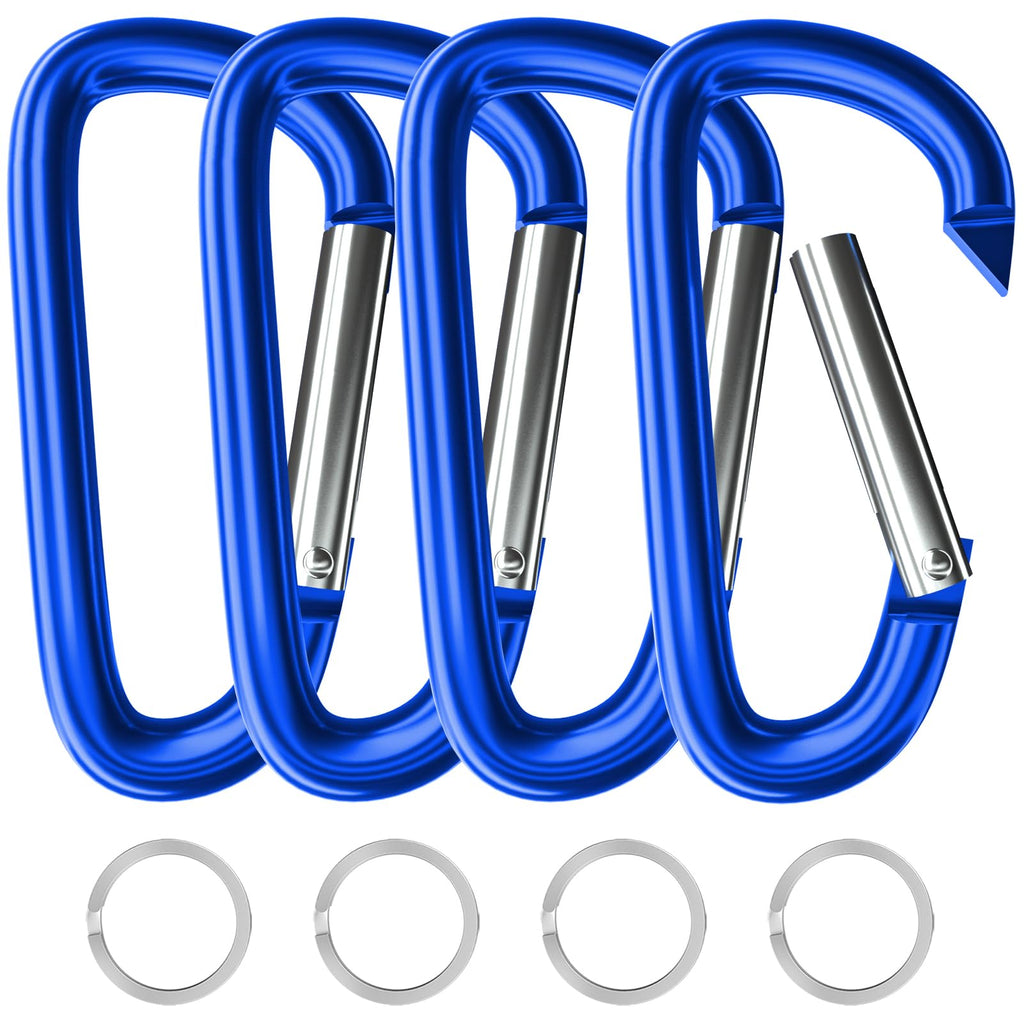 Sprookber 5 Heavy Duty Aluminum Carabiners, Large D-Ring Clips, Spring Snap Hooks For Camping, Hiking, Keychain, Dog Leash (Set