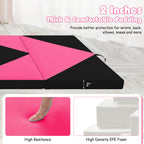 Goplus Folding Gymnastics Mat, 8 X 4 X 2'' Tumbling Mat With Hook And Loop Fasteners, Pu Leather, Carrying Handles For Home Gym
