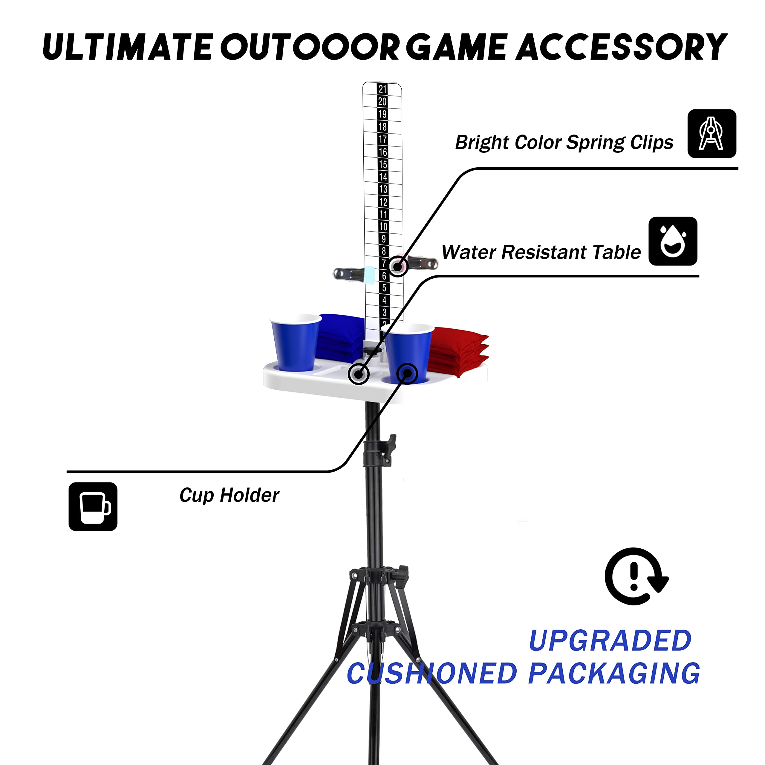 Teamaze Cornhole Scoreboard 2 Sets Cornhole Score Keeper With Drink Holder Corn Hole Game Accessories For Outside, Yard Game
