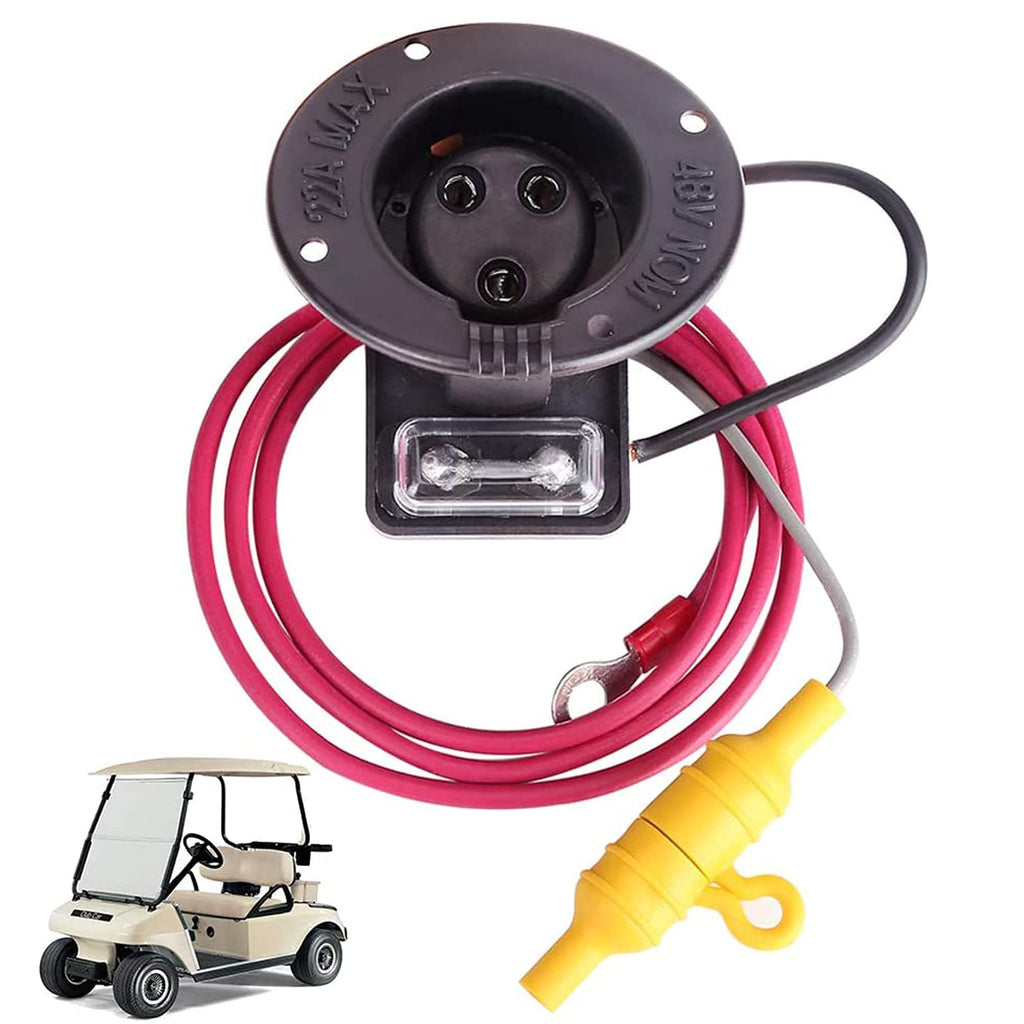 48 Volt Charger Receptacle And Fuse Assembly For Club Car Ds 2000-Up Electric Golf Cart, Oem# 1018021-01 1018468-01