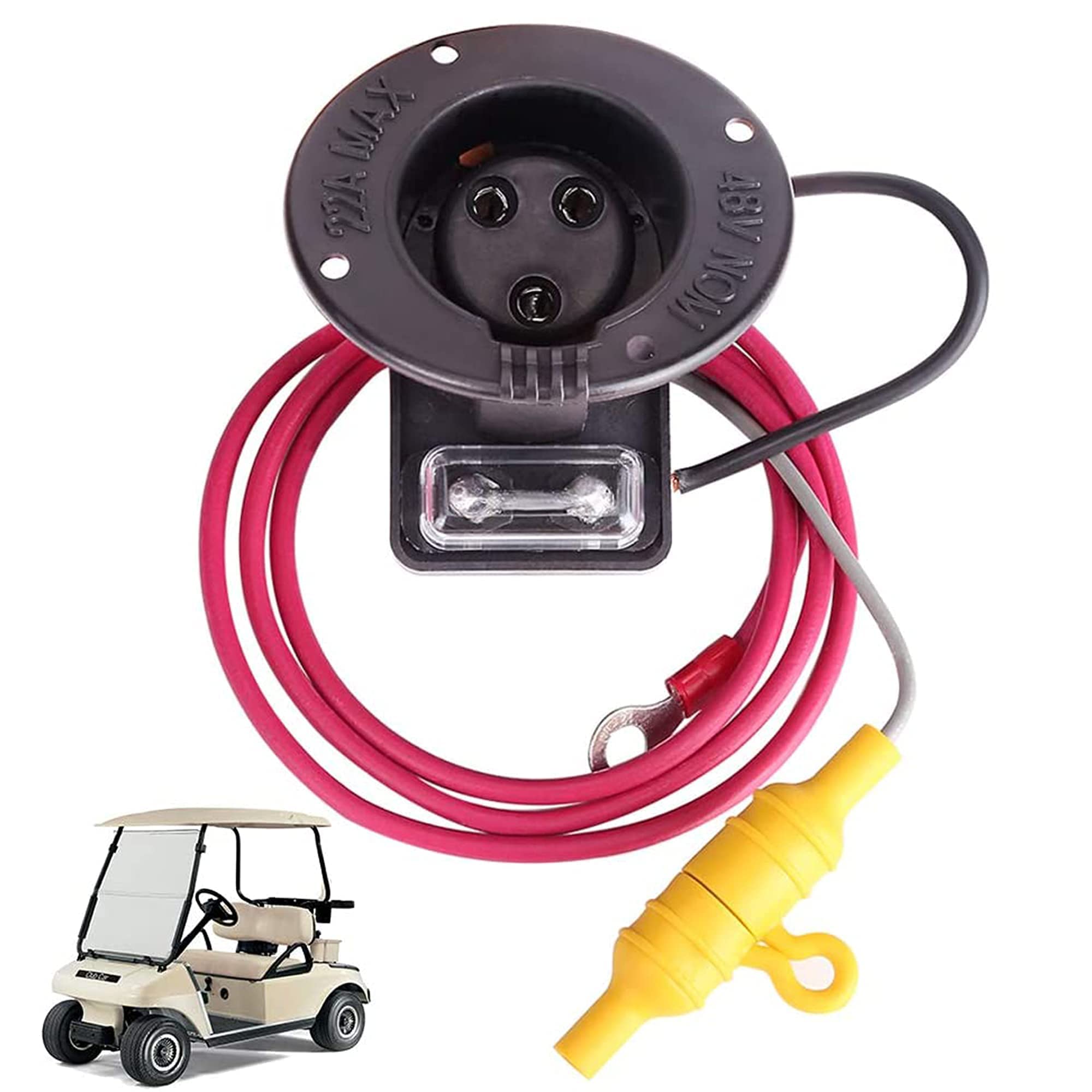 48 Volt Charger Receptacle And Fuse Assembly For Club Car Ds 2000-Up Electric Golf Cart, Oem# 1018021-01 1018468-01