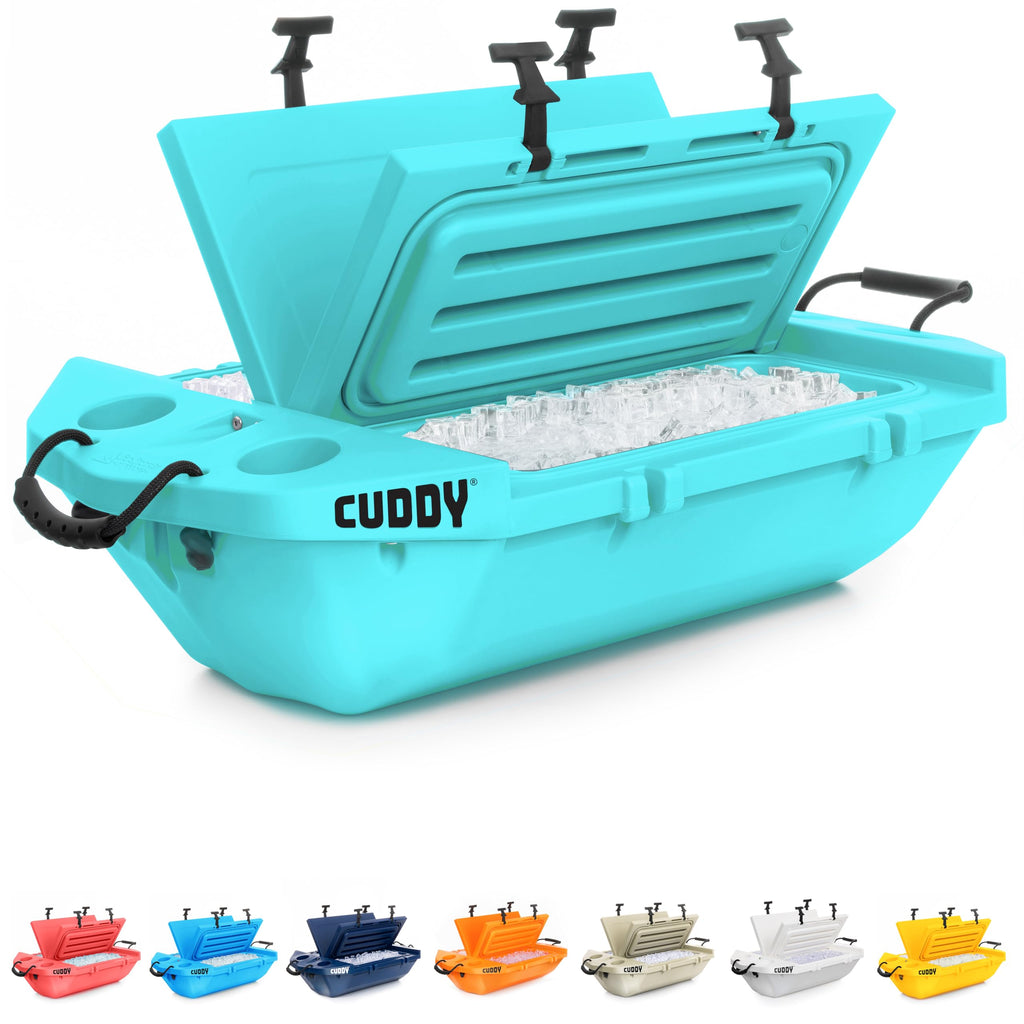 Cuddy Floating Cooler and Dry Storage Vessel for Land & Water - 40QT- Great for River, Beach, Kayak, Pool, & Lake - Seafoam