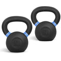 Yes4All Powder Coated Cast Iron Kettlebell Pair Blue - 12 KG / 26 LB Strength Training Kettlebells Weight Set for Full Body Work