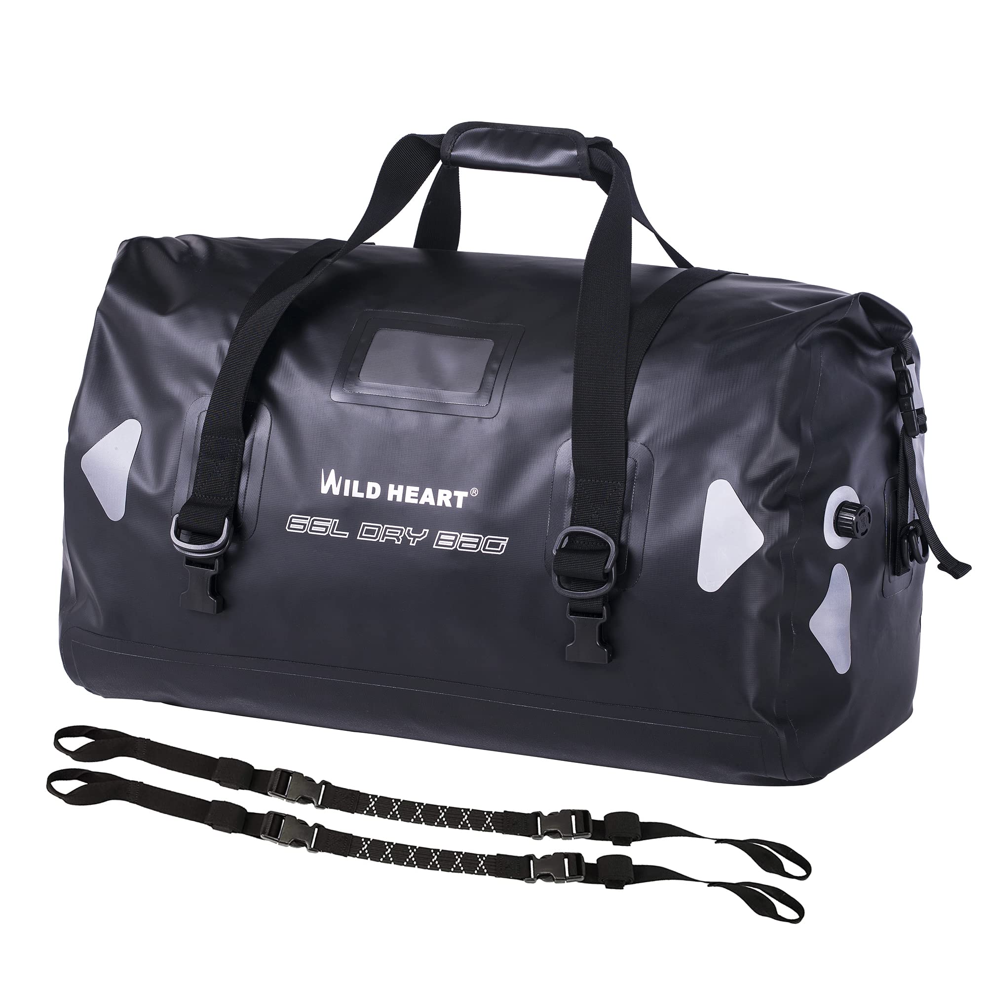 WILD HEART Waterproof Motorcycle Duffel Dry Bag PVC500D Double-bottom With Rope Straps and Inner Pocket 40L 66L 100L for Kayakin
