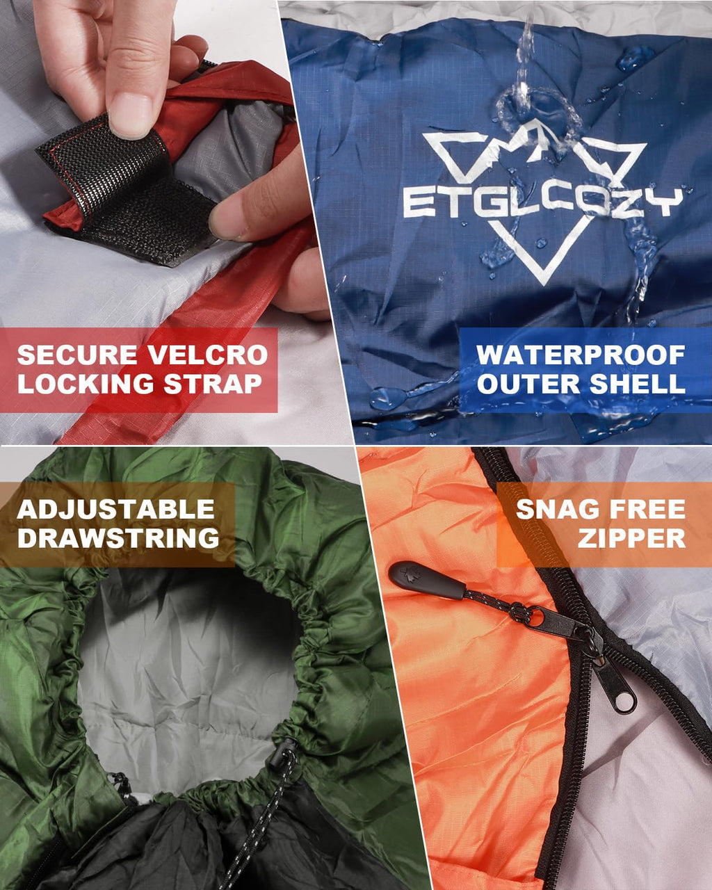 Etglcozy Sleeping Bag For Adults Cold Weather & Warm, Lightweight Backpacking Camping Hiking Essentials Gear For Kids 10-12 Girl