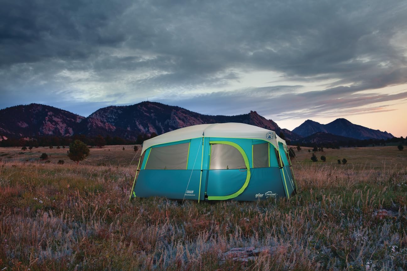 Coleman 8-Person Tenaya Lake Fast Pitch Cabin Camping Tent With Closet, Light Blue
