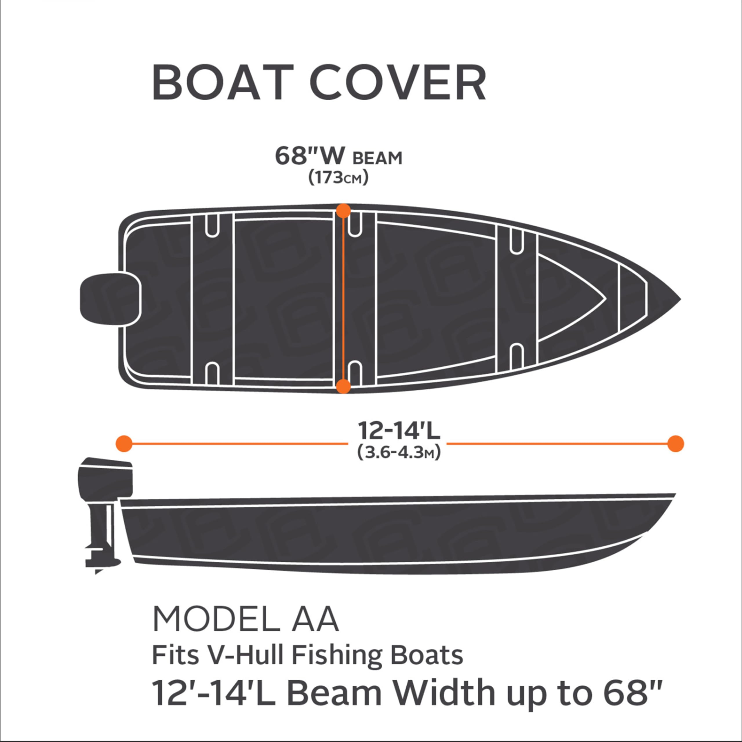Classic Accessories StormPro Heavy-Duty Boat Cover, Fits Boats 12 ft - 14 ft Long x 68 in Wide