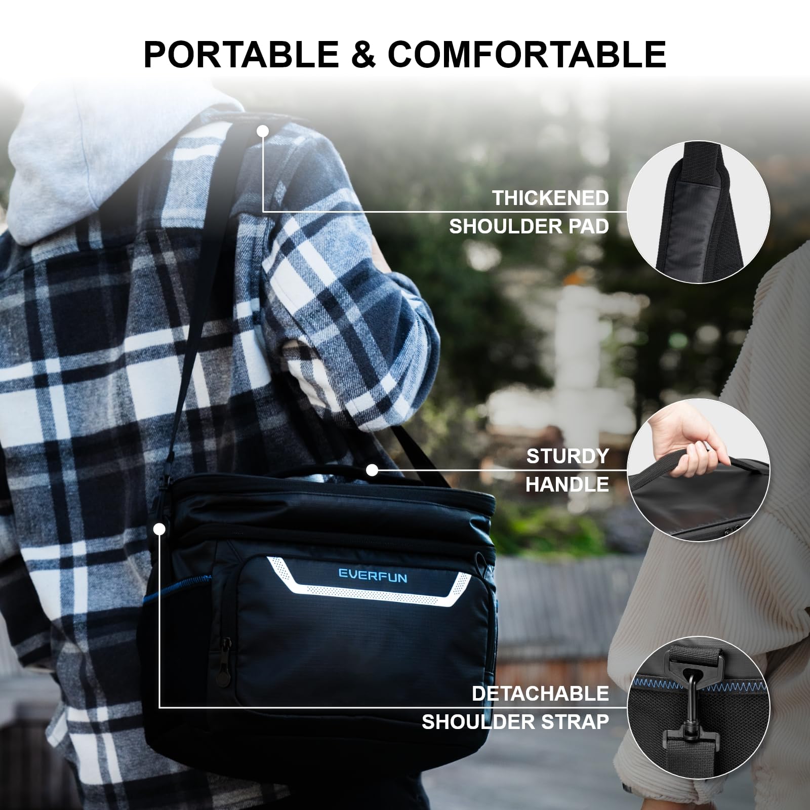 Everfun Small Cooler Bag Insulated Beach Cooler Lunch Bag For Men 24 Can Dual Compartments Reusable Waterproof Leak-Proof For Tr
