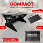 GasOne 15    Portable Charcoal Grill - Foldable BBQ Grill - Camping Grills for Backyard, Bonfire, Patio - Heavy-Duty Portable Fi