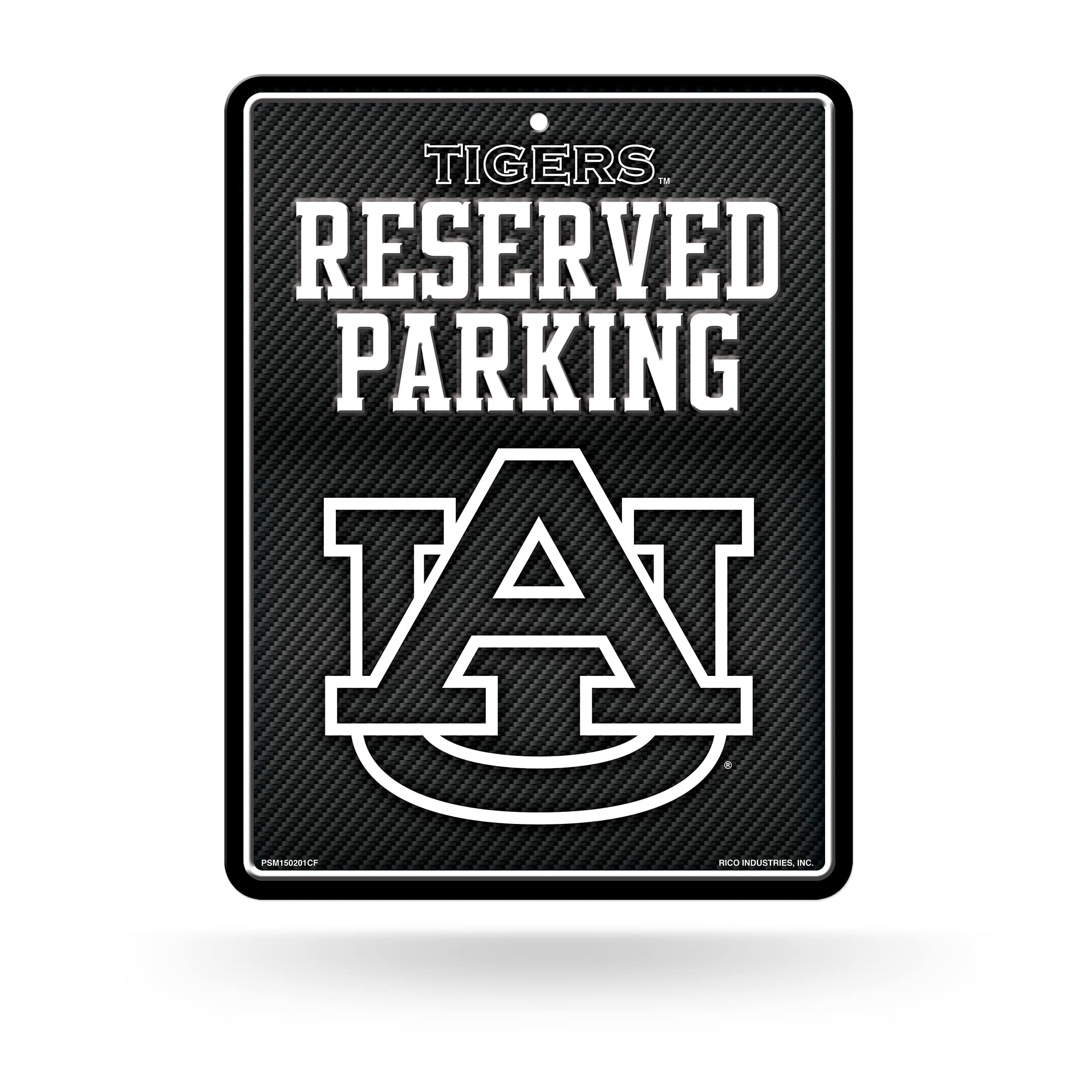 Rico Industries NCAA Auburn Tigers Metal Parking Sign 8.5 x 11 Carbon Fiber Metal Parking Sign - Great for Man Cave, Bed Room, O