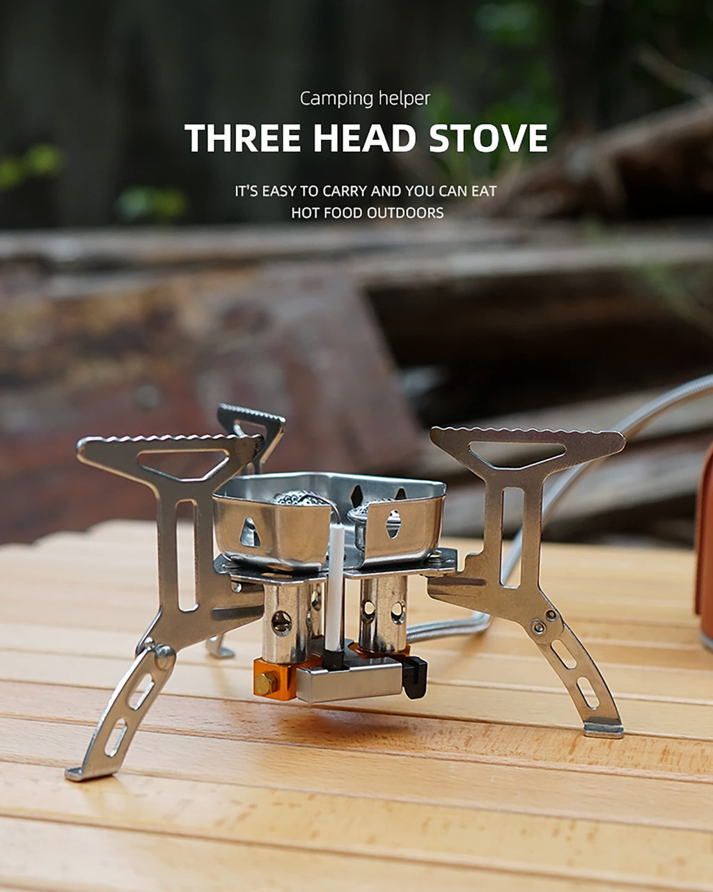 Dzrzvd Windproof Portable Backpacking Stove Burner,Piezo Ignition,Stove Adapter,Safe Pipeline,High-Power,Lightweight,Propane But