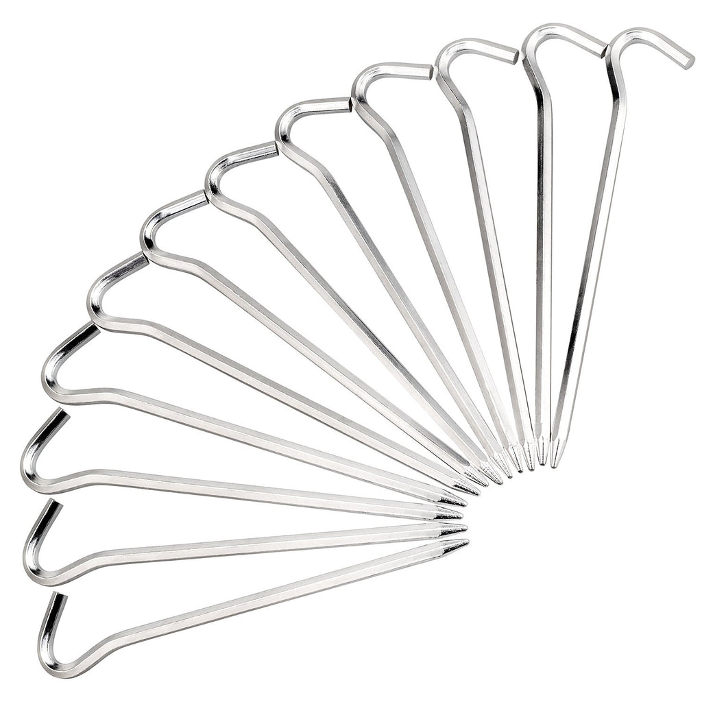 Tent Pegs - 12Pcs Aluminium Tent Stakes Pegs With Hook - 7 Hexagon Rod Stakes Nail Spike Garden Camping Pegs For Pitching Campin
