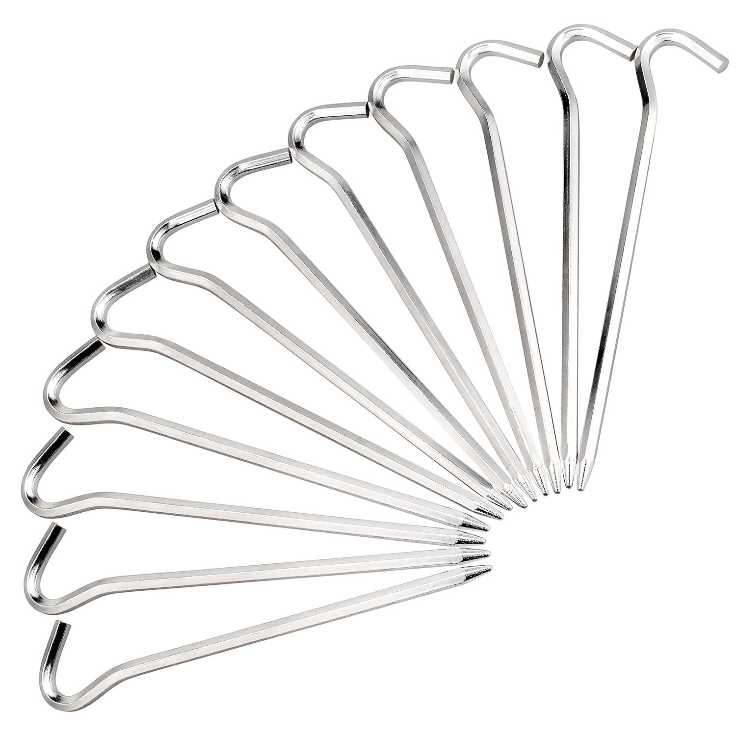 Tent Pegs - 12Pcs Aluminium Tent Stakes Pegs With Hook - 7 Hexagon Rod Stakes Nail Spike Garden Camping Pegs For Pitching Campin