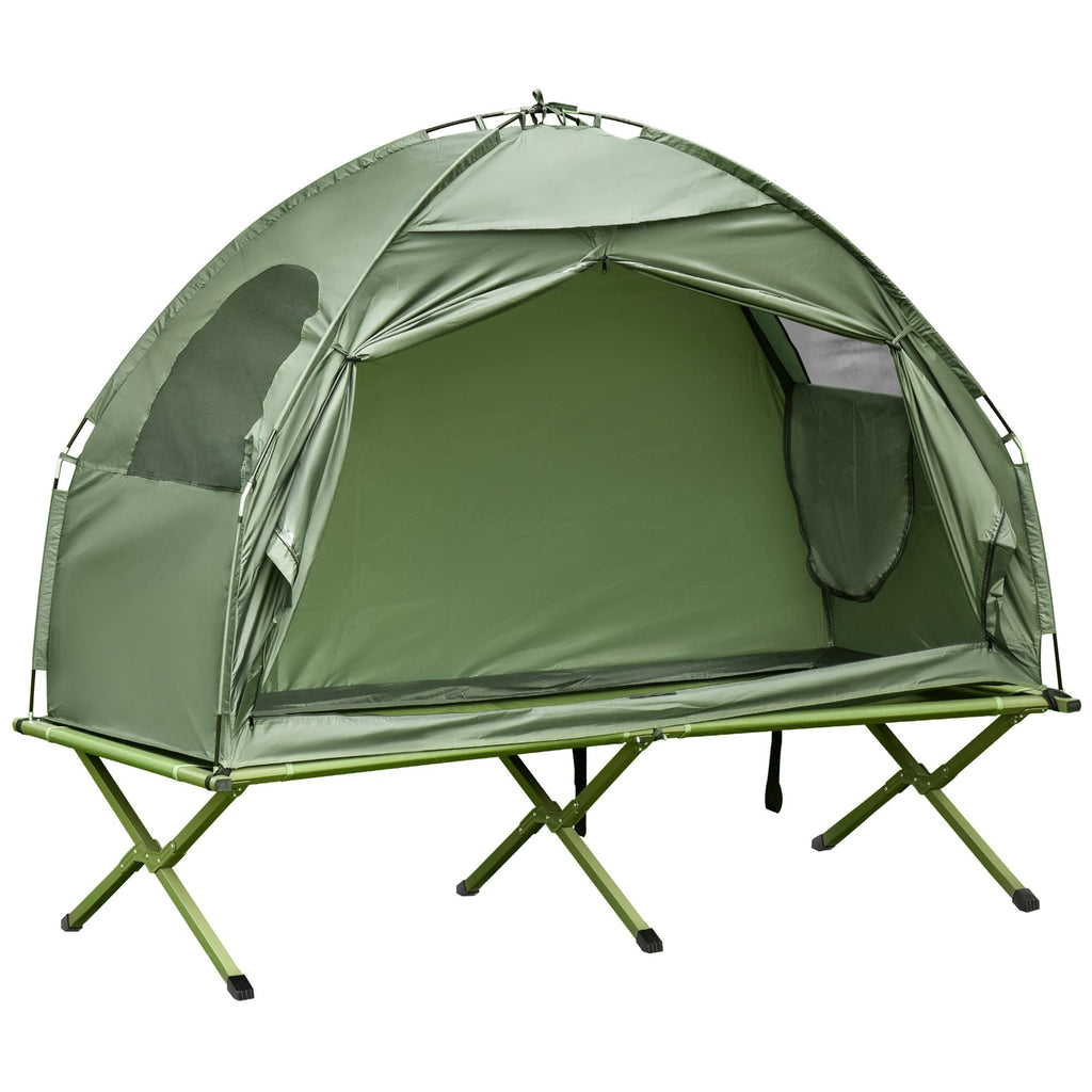 Outsunny Camping Tent Cot, Single Person Folding Cot Combo, Off-Ground Tent, Covered Outdoor Bed With Carry Bag For Hiking, Camp